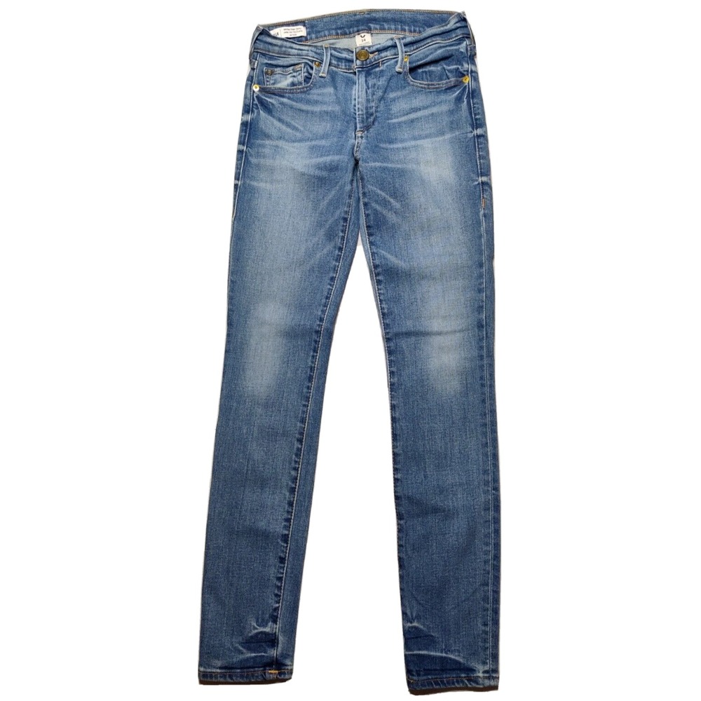 TRUE RELIGION HALLE Women 24 Super Skinny Gypset Blue Wash Denim Jeans